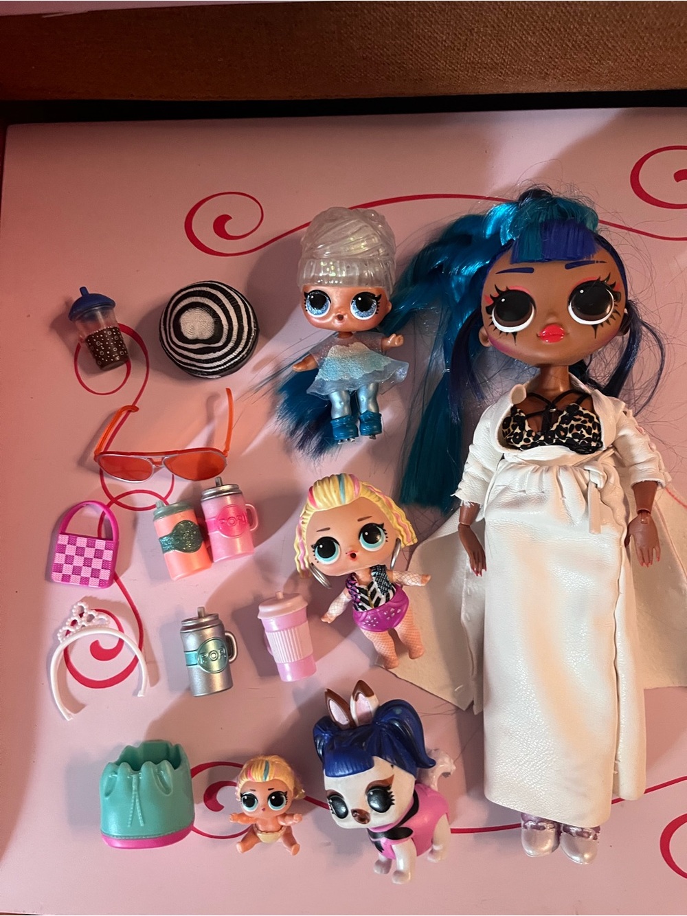 L.O.L. Surprise! Doll Set with Blue Hair, Teal, Pink & White Accessories